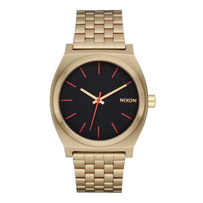 Nixon Time Teller Black Dial Stainless Steel Gold Band Unisex Watch A045-5164
