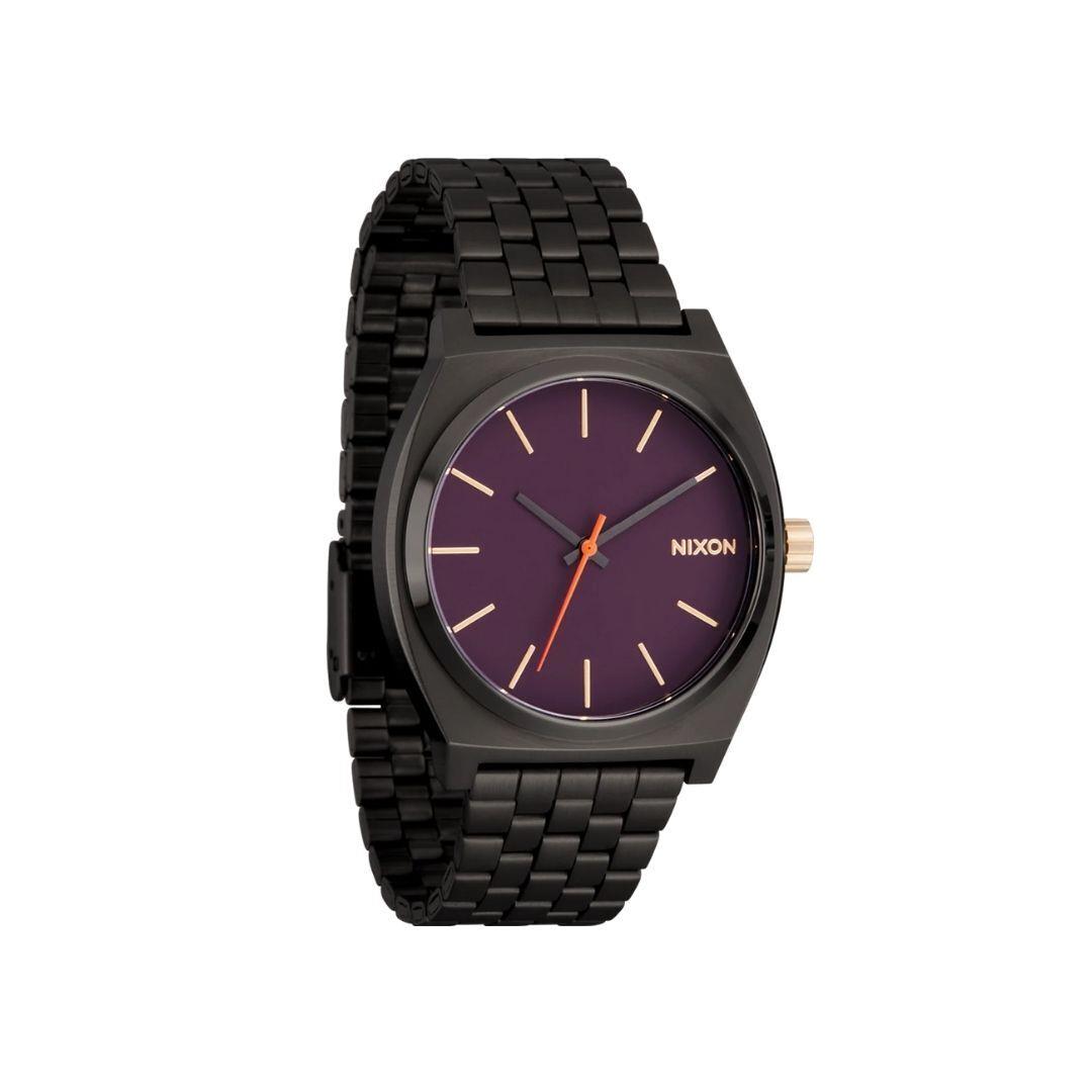 Nixon Time Teller Watch Gunmetal/blackberry/gold Stainless Steel Watch