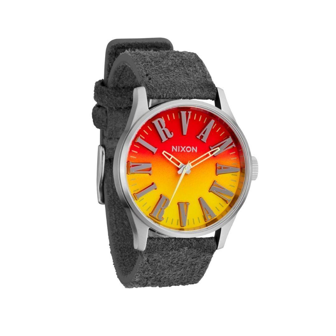 Nixon x Nirvana Sentry Leather Watch Unplug Fade Analog Leather Watch