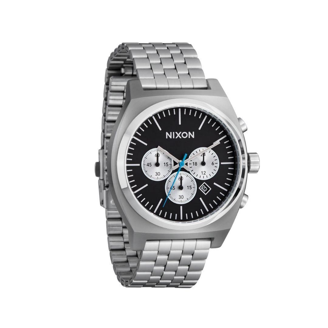 Nixon Time Teller Chrono Watch Chrome/black/chrome Sunray Analog Watch