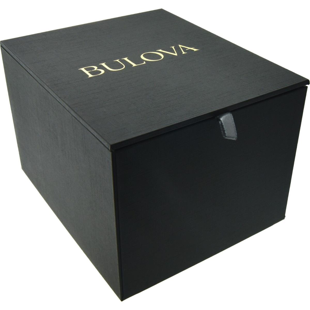 Bulova Women`s Modern Quartz Gemmed Silver Stainless Steel Watch 26 MM 98P157 - Dial: Blue, Band: Gold, Silver, Bezel: Blue