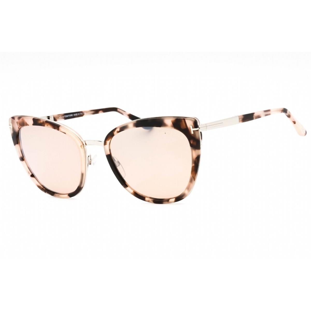 Tom Ford FT0717 55G Sunglasses Colored Havana Frame Brown Silver Mirror Lenses