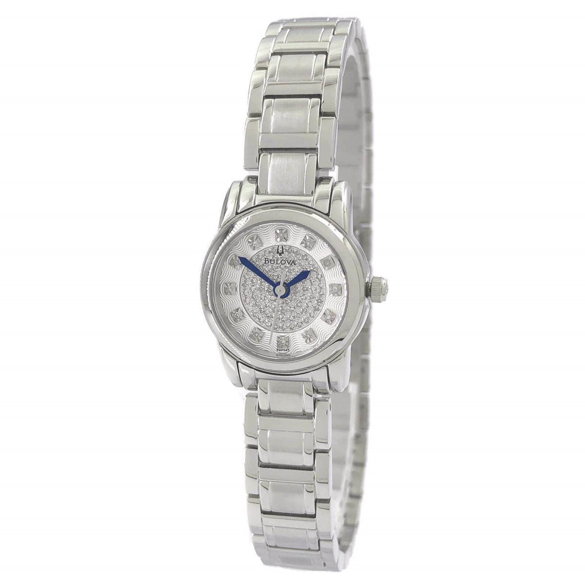 Bulova Women`s Watch Highbridge Silver Tone Diamond Dial Steel Bracelet 96P143