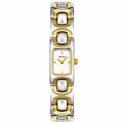 Bulova Women`s Two Tone Yellow White Watch Box 98T54
