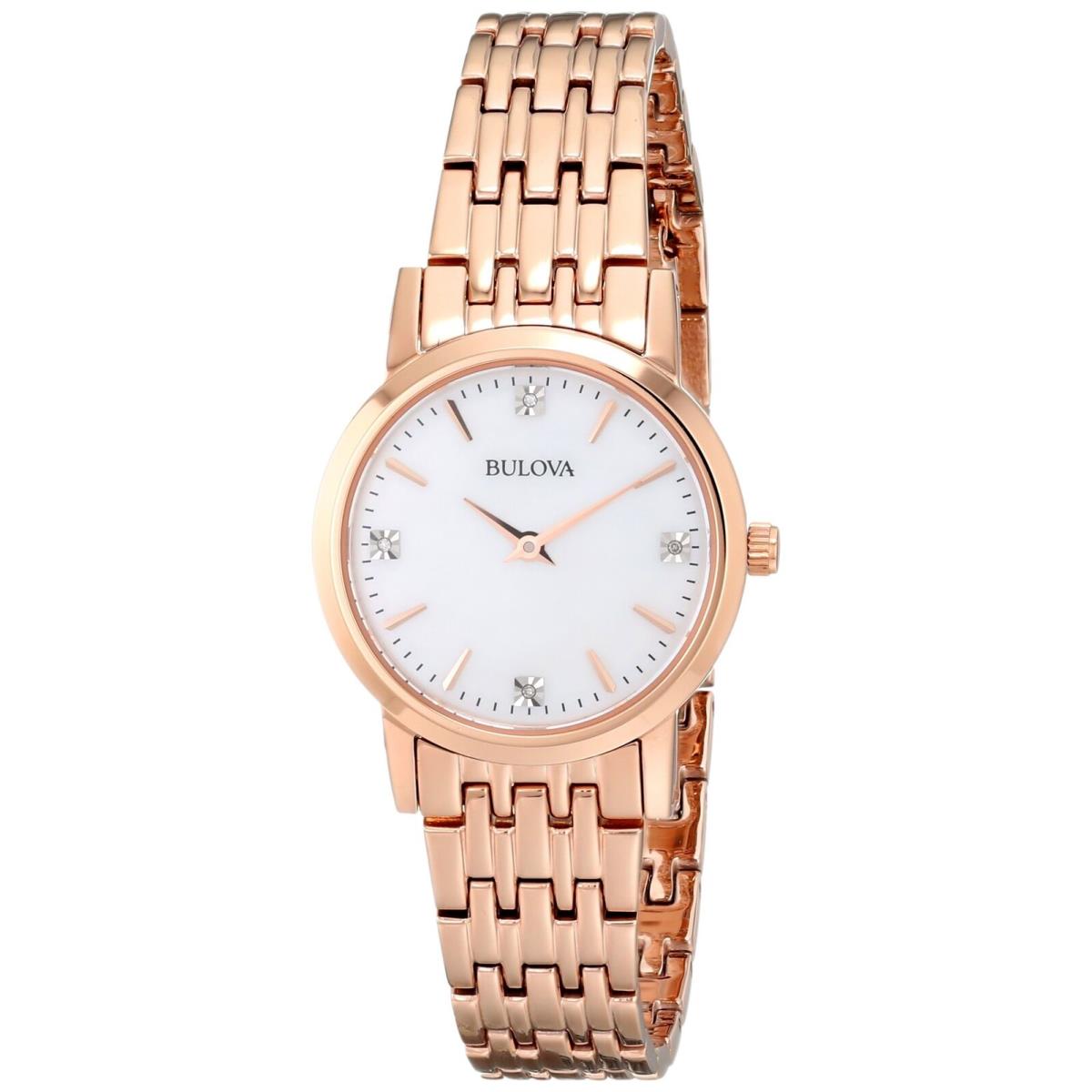 Bulova Diamond Rose Gold-tone Ladies Watch 97P106