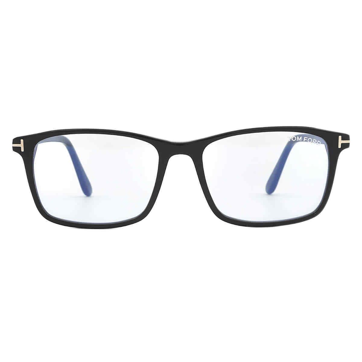 Tom Ford Blue Light Block Rectangular Men`s Eyeglasses FT5584-B 001 54