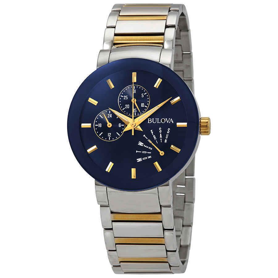 Bulova Modern Blue Dial Men`s Watch 98C123 - Dial: Blue, Band: Multicolor, Bezel: Silver-tone