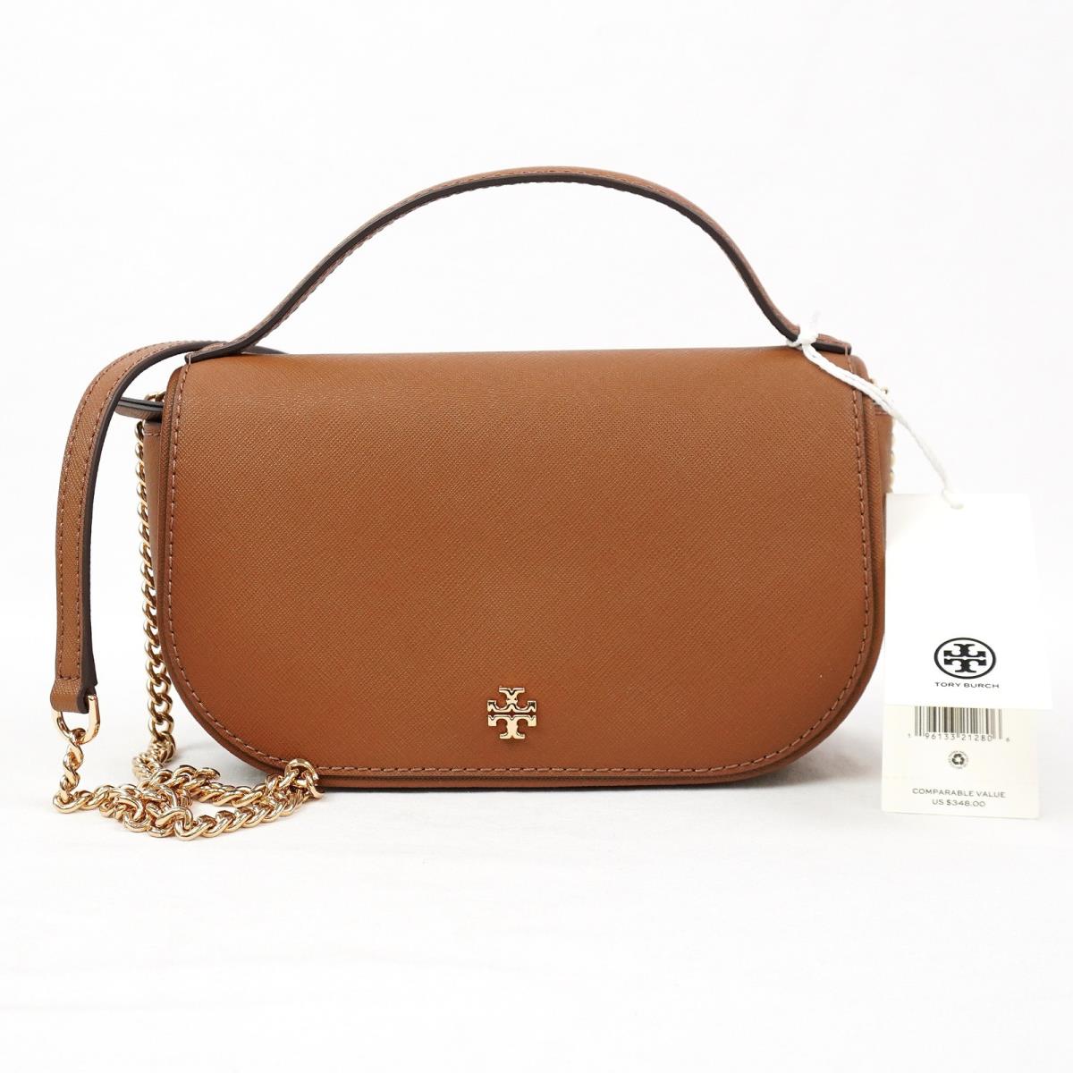 Tory Burch Emerson Top-handle Leather Crossbody Bag In Moose Gold 134841