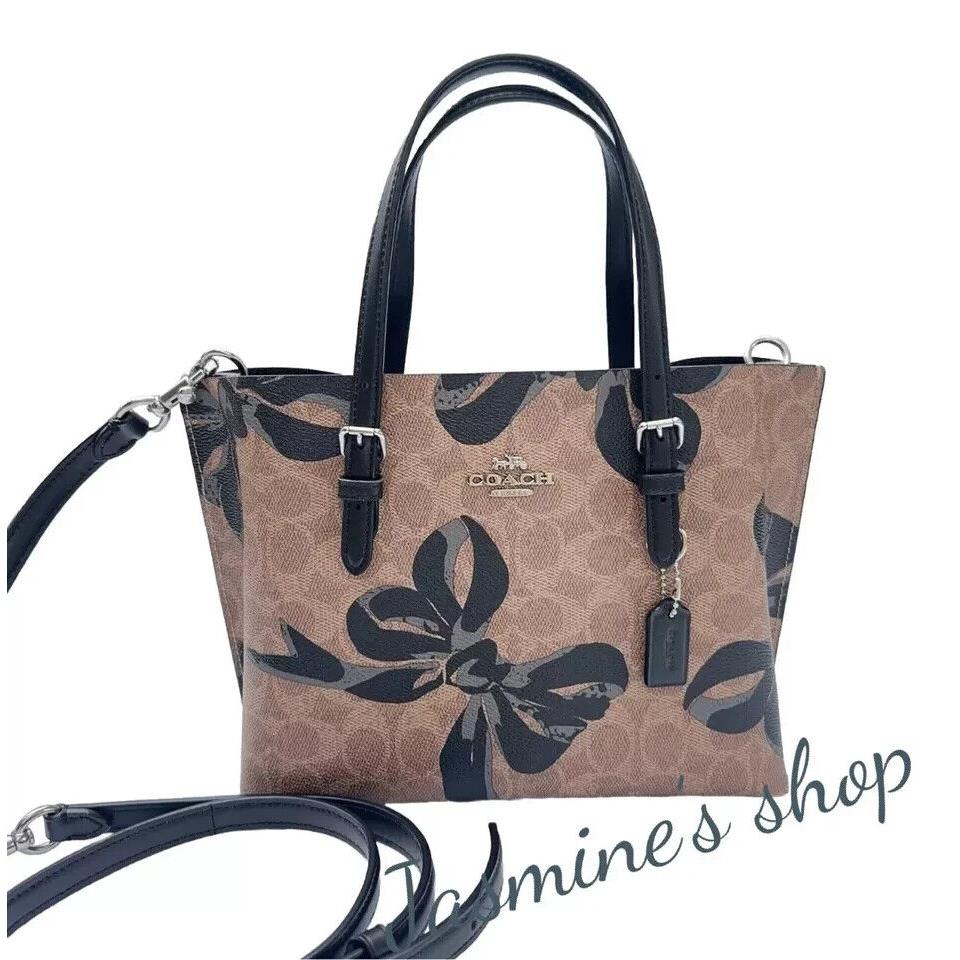 Coach Mollie Tote Bag 25 In Signature Canvas with Bow Print CZ767 CZ767/silver/tan/black mullti