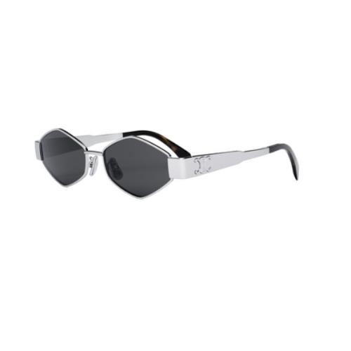 Celine Triomphe CL40254U 16A Shiny Palladium/smoke Metal Women`s Sunglasses