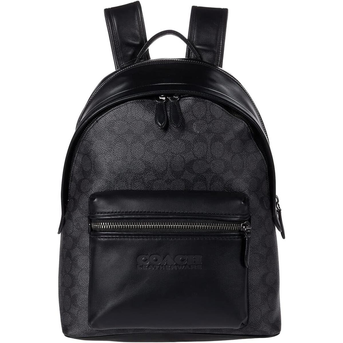 Coach Signature Charter Backpack in Signature Canvas Black/charcoal