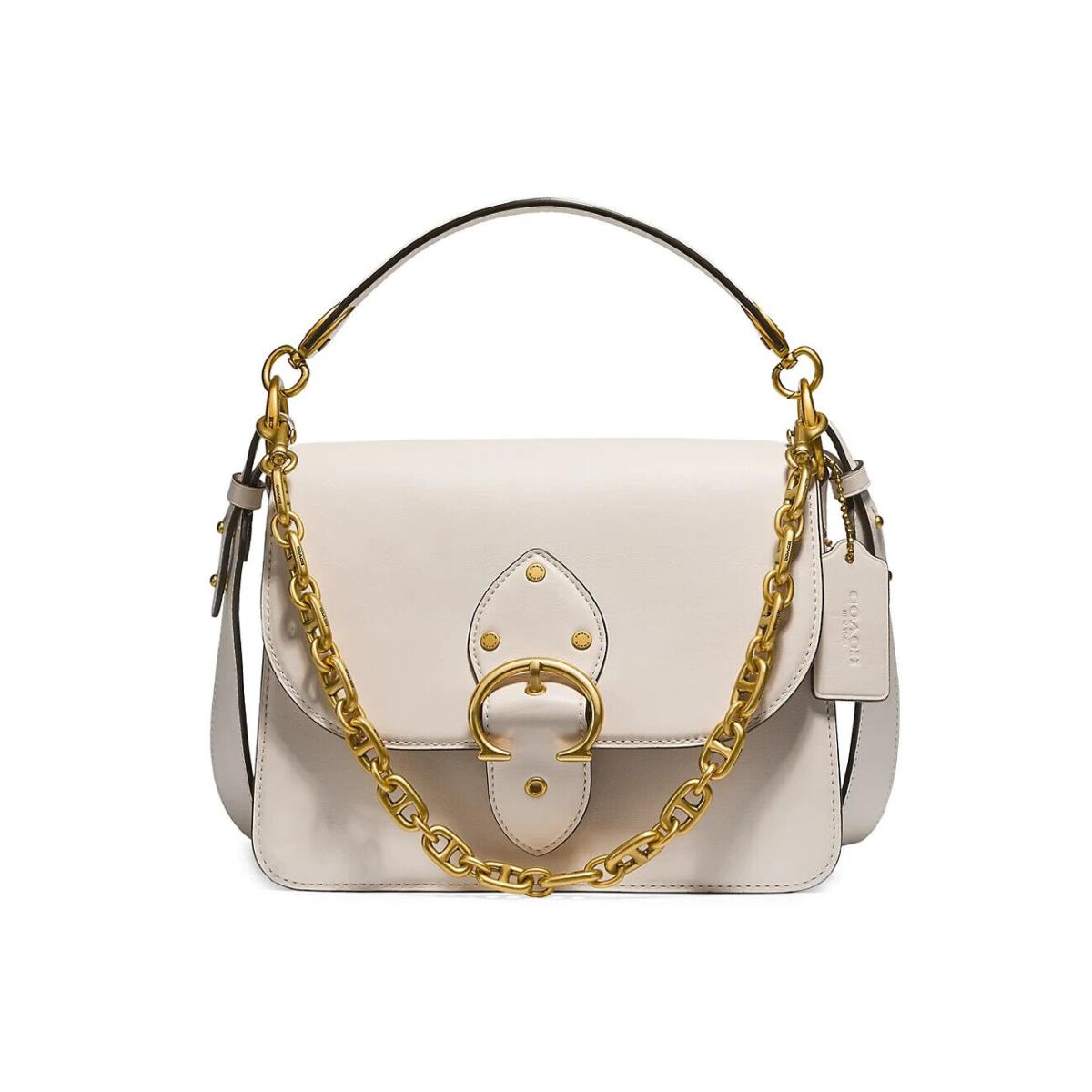 V5206 Ivory Beat Leather Flap Bag Size 9.5x8x4 by Coach