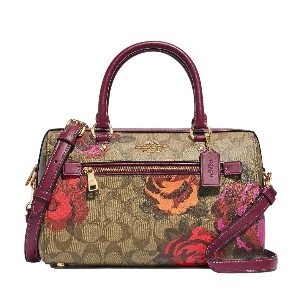 Coach Signature Rowan Rose Floral Satchel Crossbody Bag Handbag
