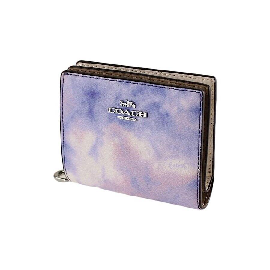 Coach Snap Wallet with Tie Dye Print Sv/purple/pink Multi Style C4532