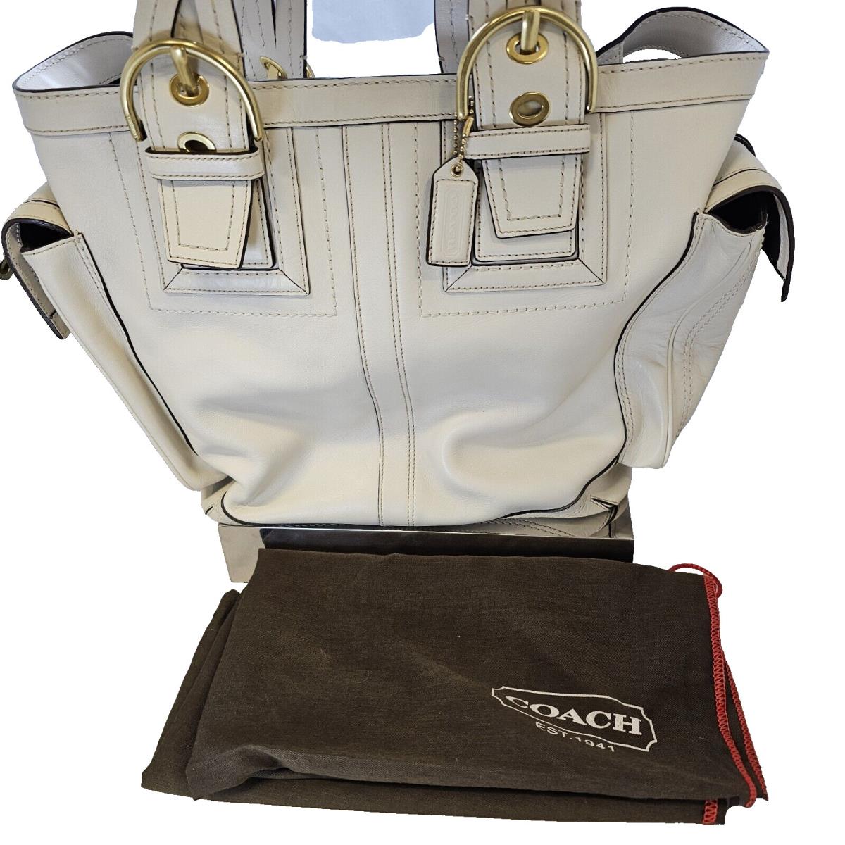 Nos Coach Soho Dylan Parchment Vachetta Leather XL Tote Satchel Purse Handbag