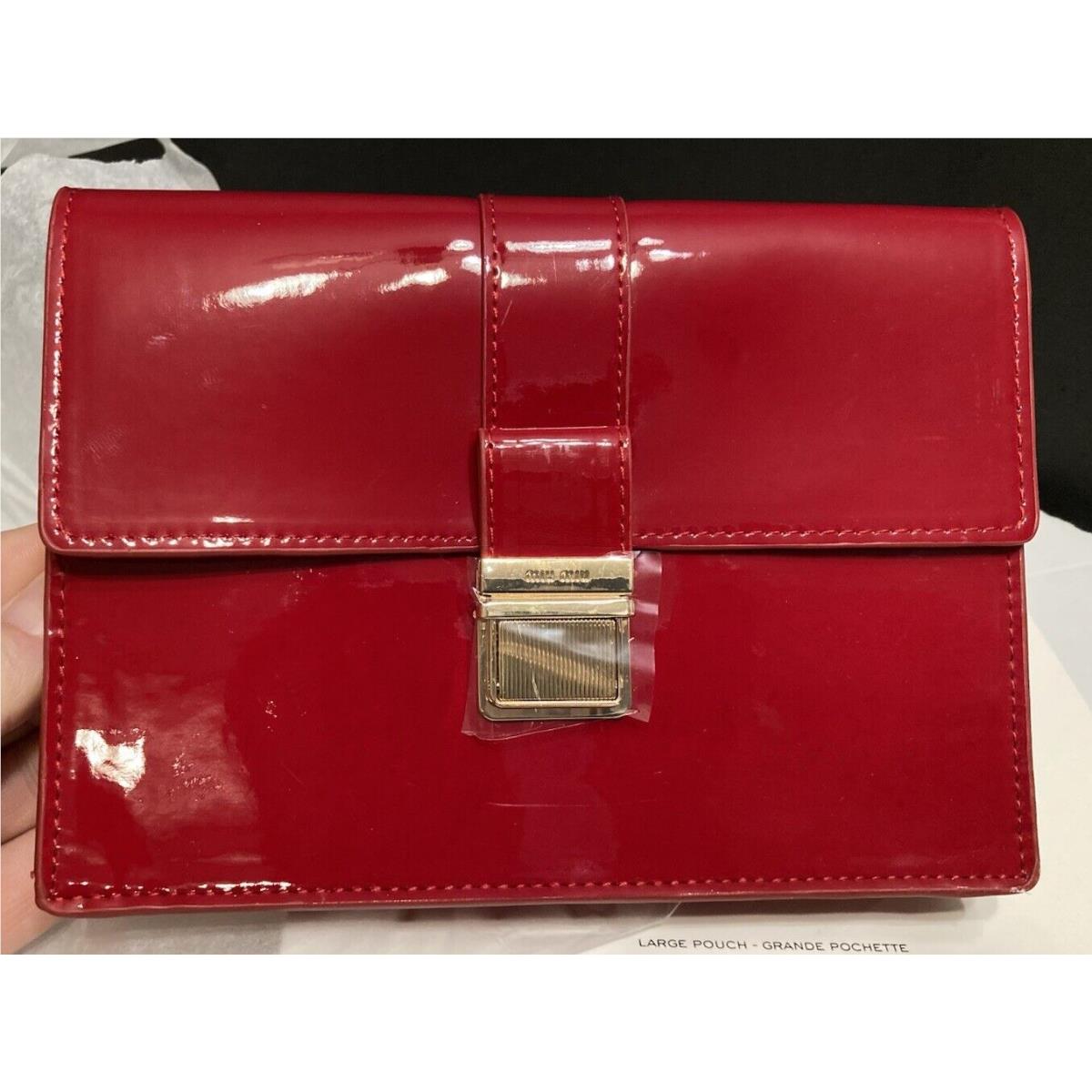 Miu Miu Red Pouch Patent Gold Clasp Clutch Cosmetic Bag
