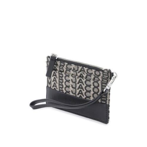 Marc Jacobs The Monogram Top Zip Jacquard Canvas /leather Wristlet Wallet