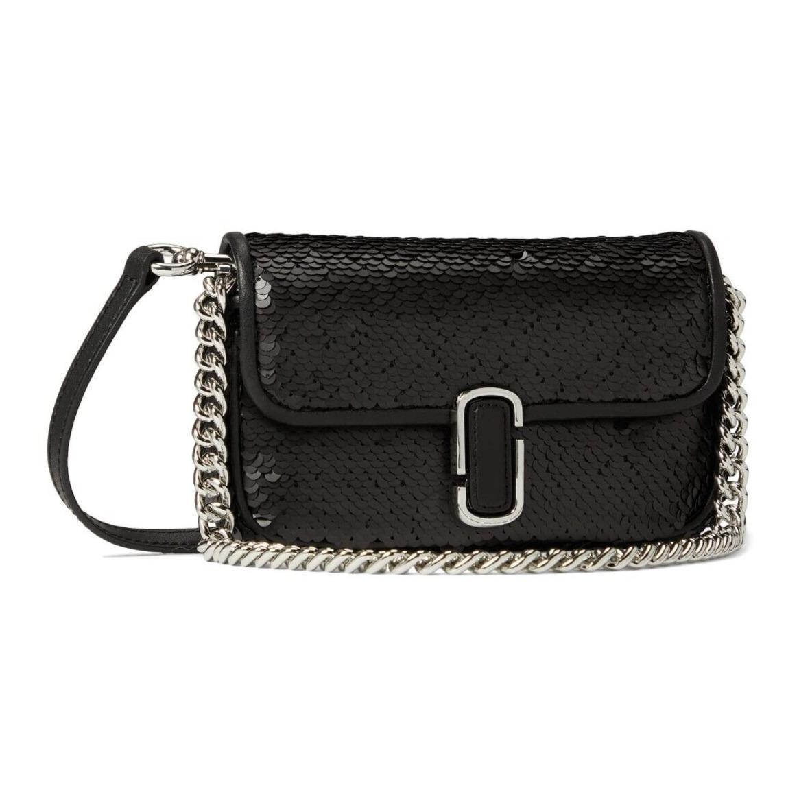 Marc Jacobs The Sequin J Marc Shoulder/ Crossbody Mini Bag Chain/leather Black
