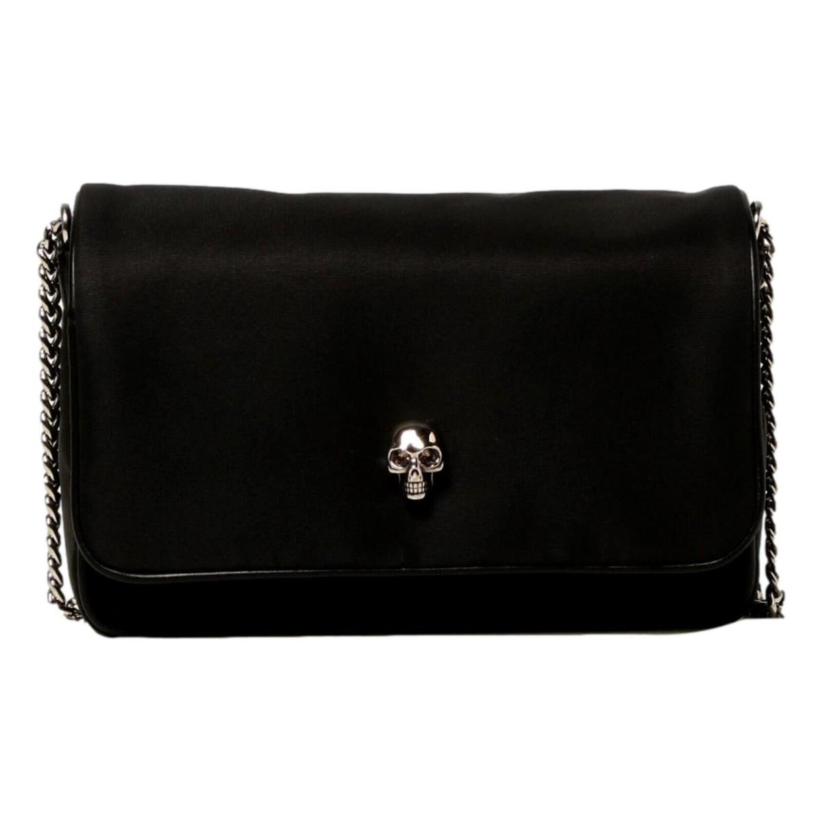 Alexander Mcqueen Small Black Nylon Skull Shoulder Bag