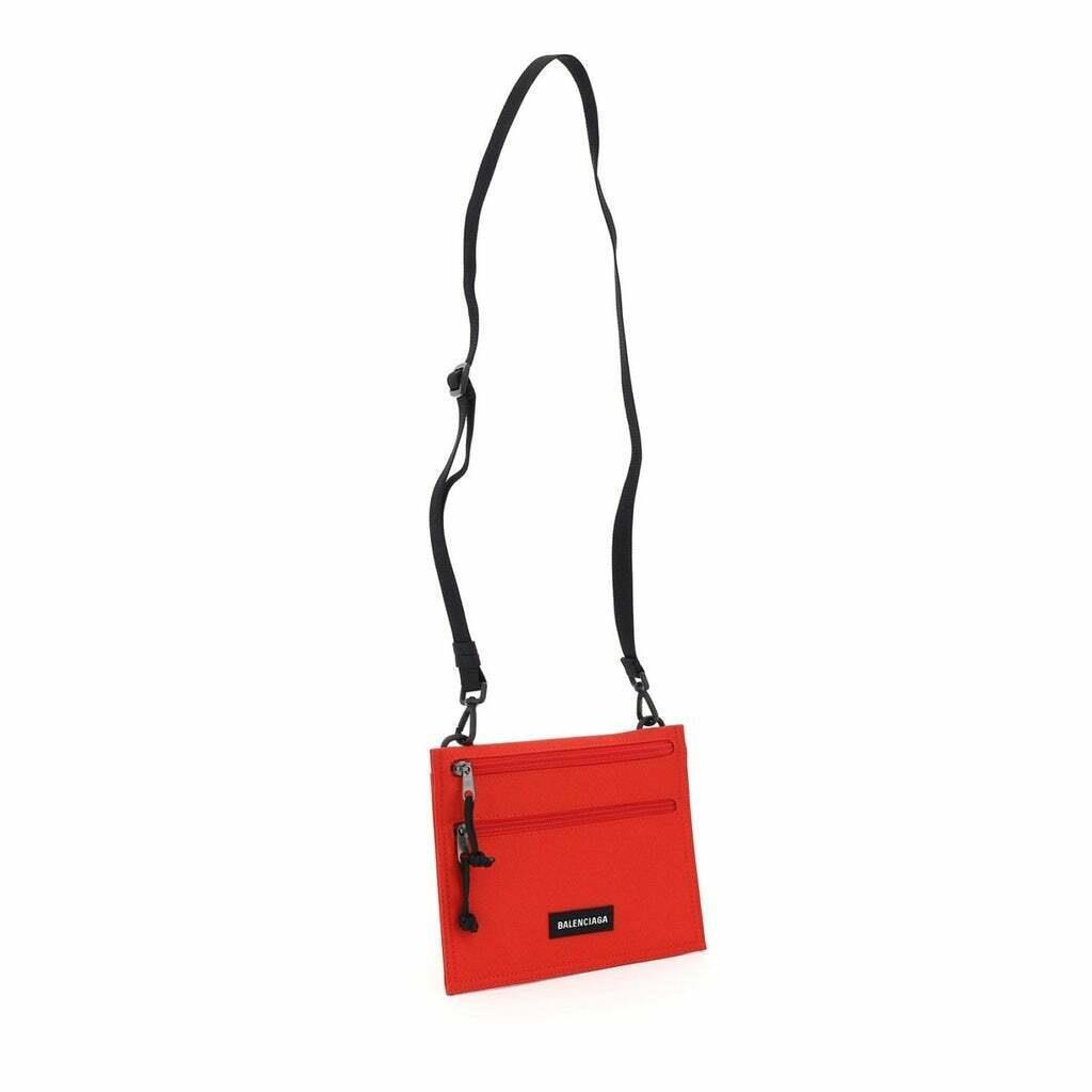 Balenciaga Explorer Pouch Bright Red Nylon Logo Crossbody Bag