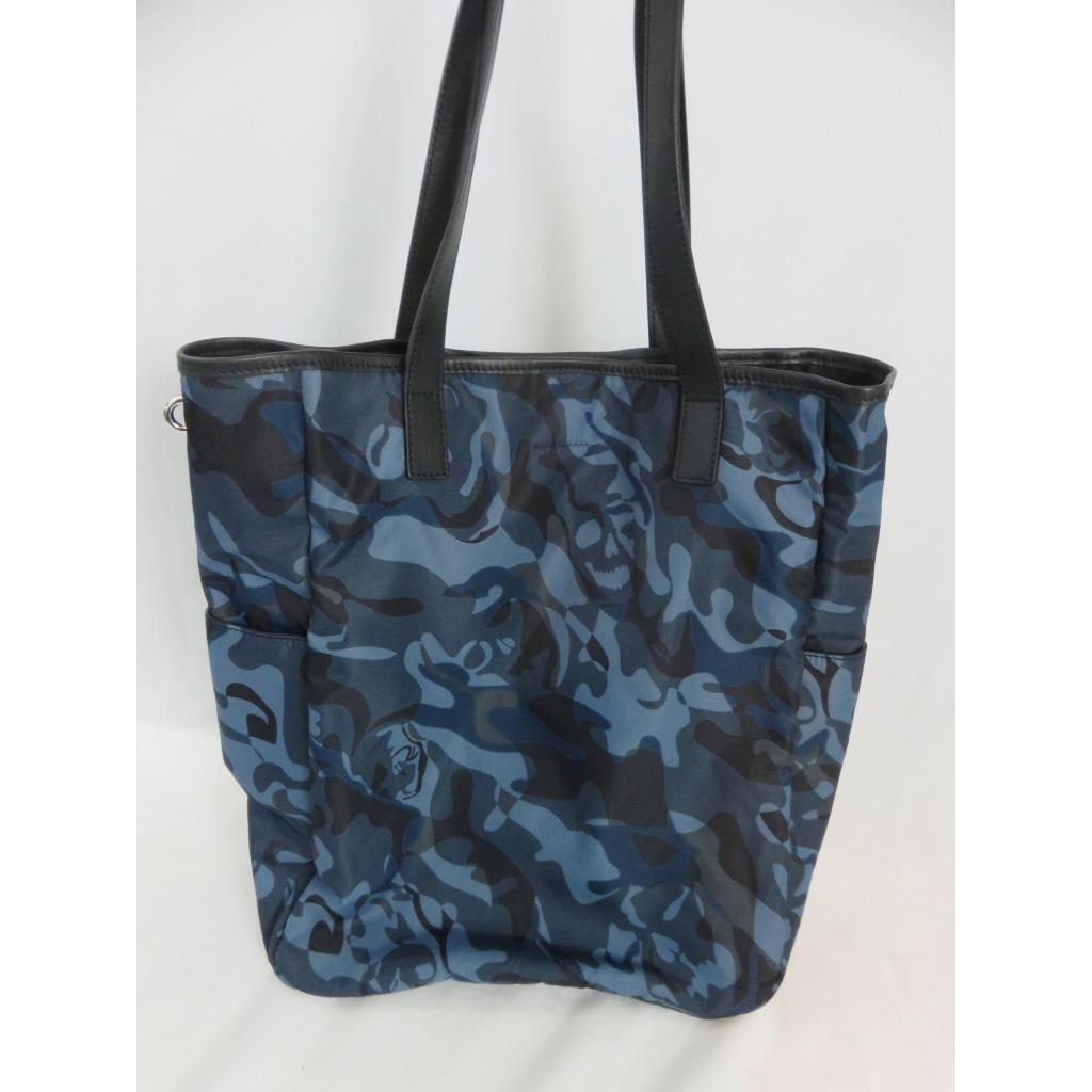Alexander Mcqueen Skull Shoppe Blue Tote Side Pockets Snap Closure