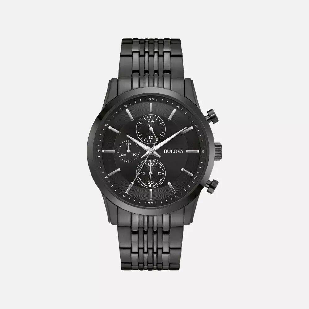 Bulova 98A269 Men`s Black IP Stainless Steel Black Dial Chronograph Watch