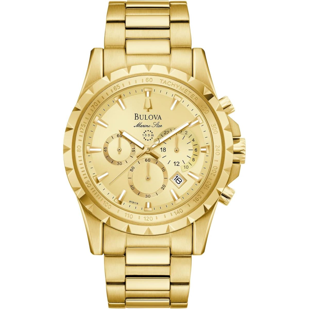Bulova Men`s Marine Star 6-Hand Chronograph Quartz Gold Stainless Steel Watch 2