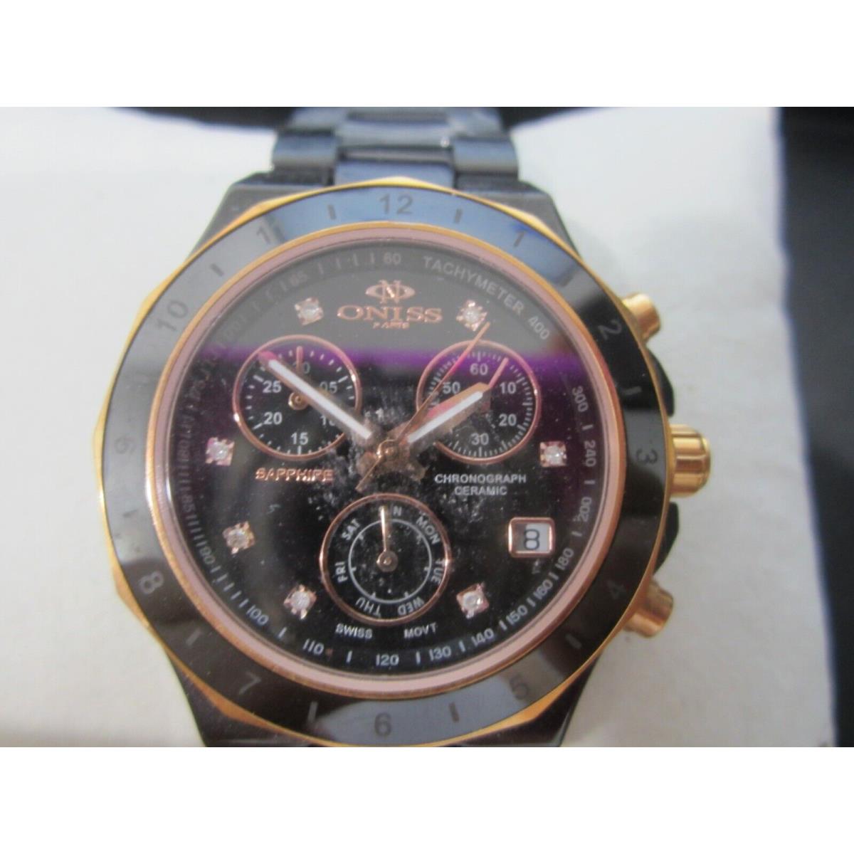 Lady`s Watch Quartz All Black Ceramic Sapphire ON8203-LRG by Oniss
