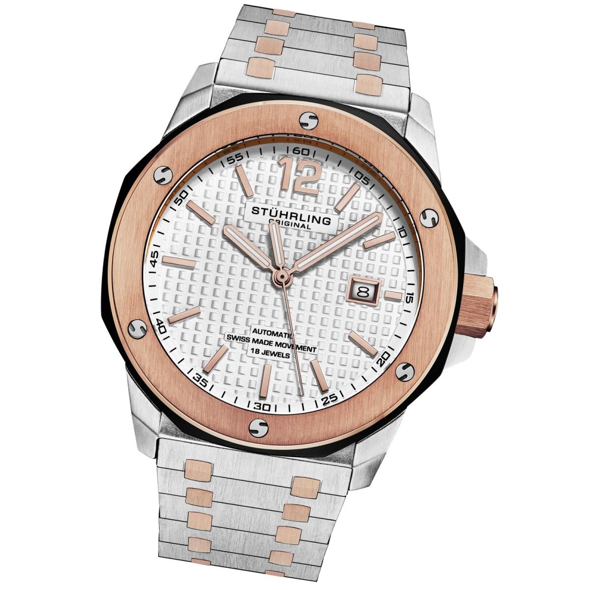Stuhrling 4047 7 Fortitude Automatic Diver Date Stainless Steel Date Mens Watch