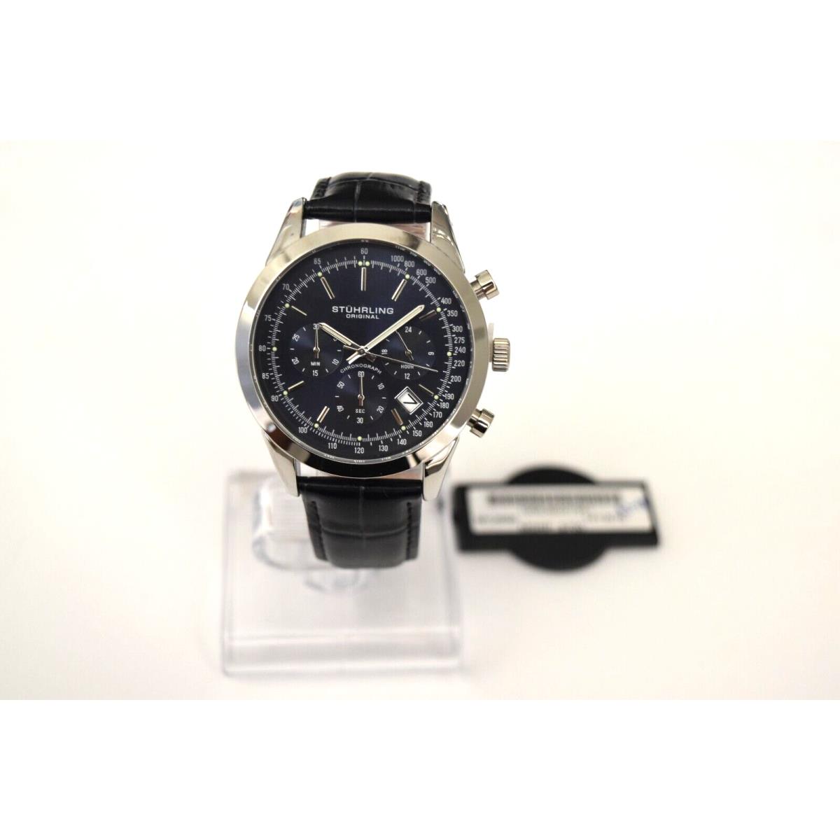 Stuhrling Dark Blue Leather Chronograph M12666 Watch