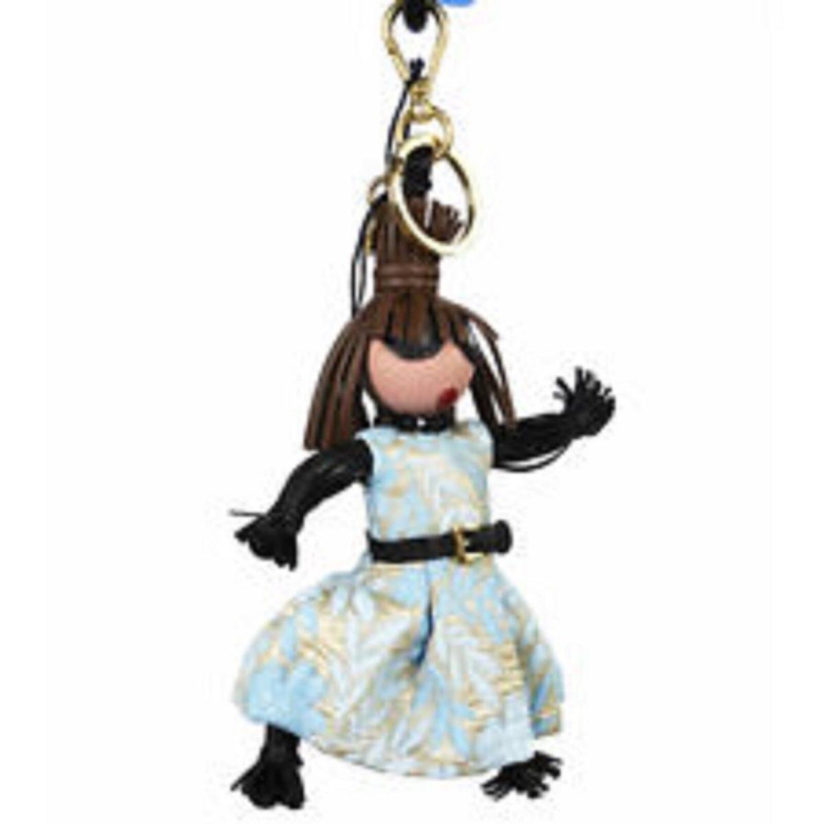 Prada Trick Pelle Felce Blue Dress Jasmine Doll Keyring Key Handbag Charm