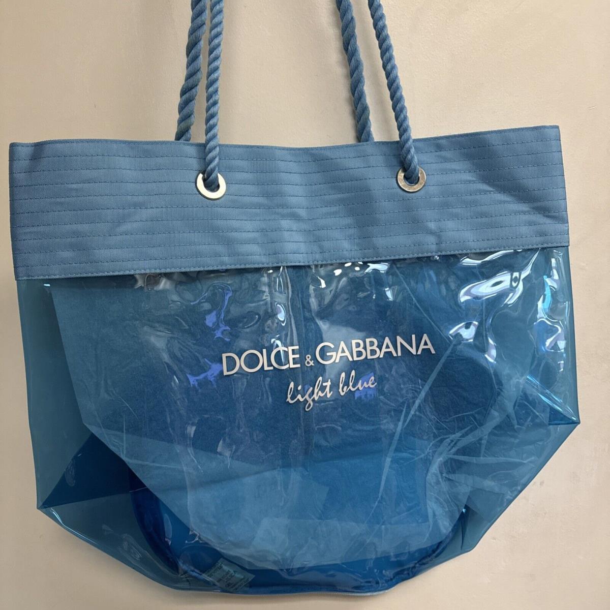 Dolce Gabbana Light Blue See Thru Large Pvc Round Tote Beach Bag 17