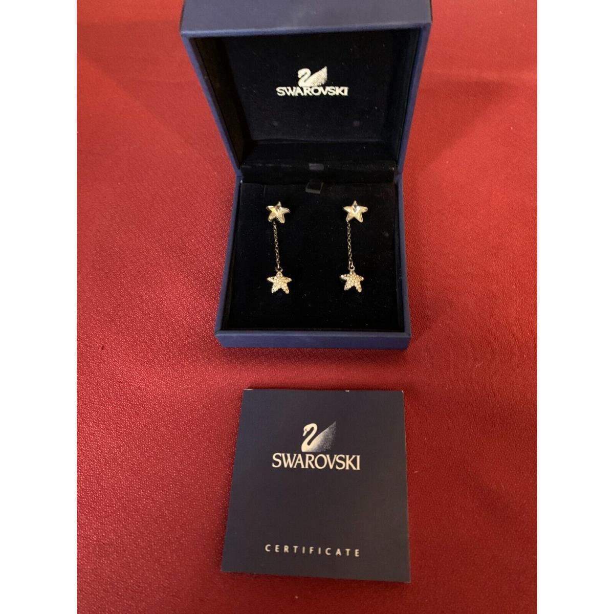 Swarovski Rare Double Star Sparkling Design Dangling Earring Certified Earrings