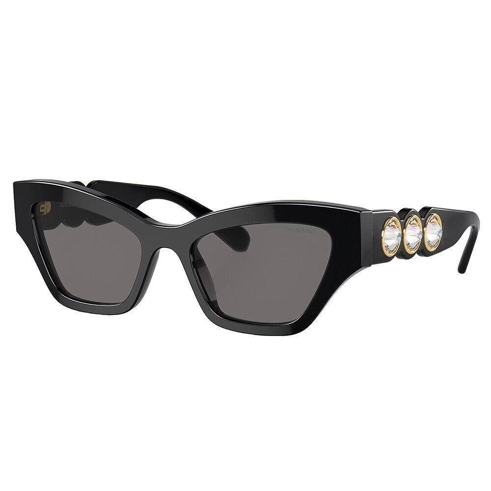 Swarovski SK 6021 100181 Black Plastic Irregular Sunglasses Grey Polarized Lens