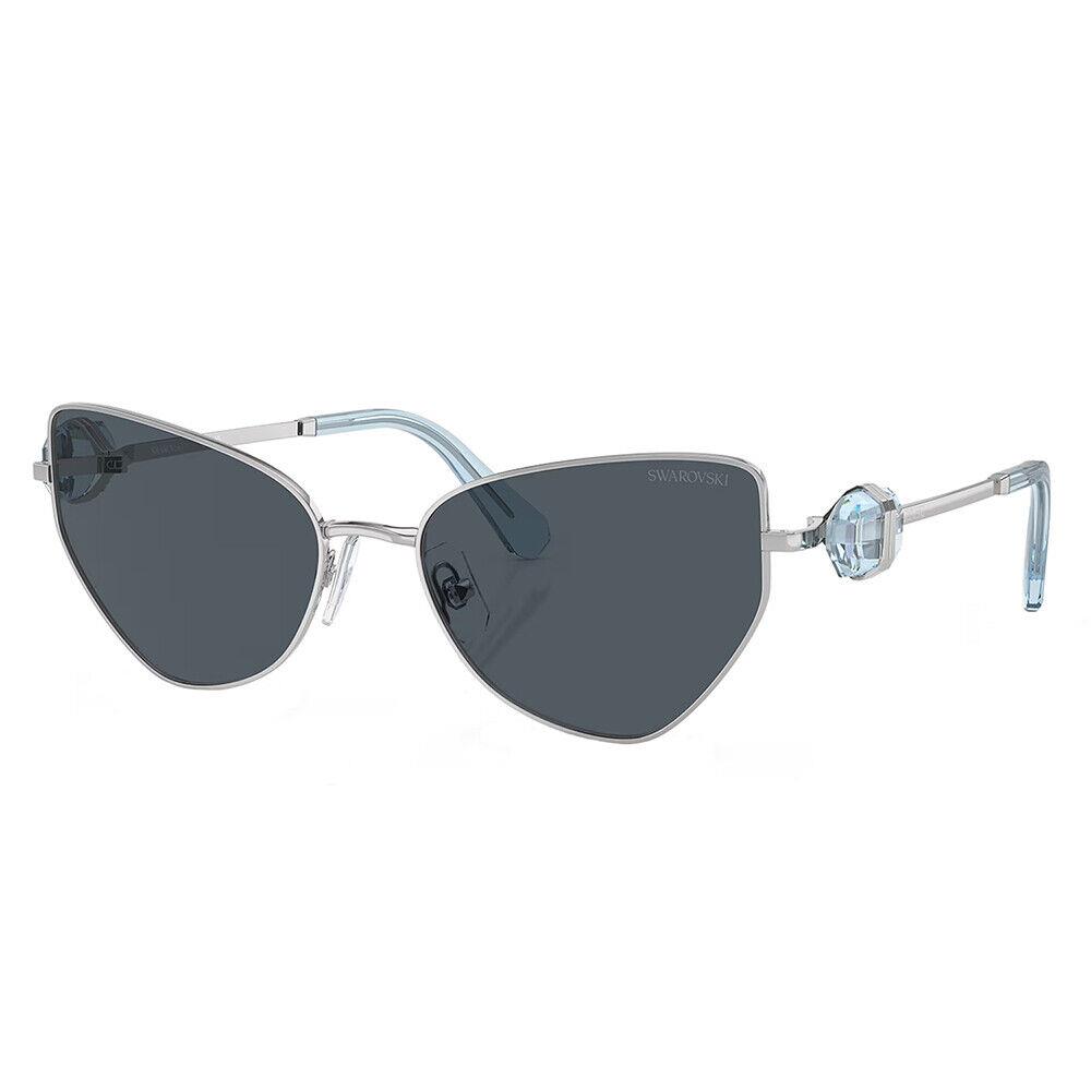 Swarovski SK 7003 400187 Silver Metal Irregular Sunglasses Grey Lens