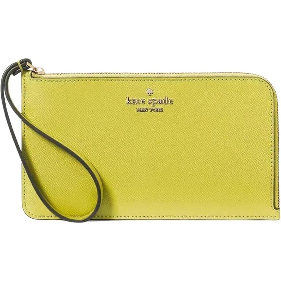New Kate Spade Lucy Medium L-zip Wristlet Clutch Phone Purse Lime Slice