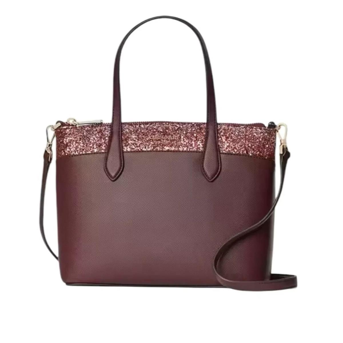 Kate Spade Flash Glitter Shoulder Crossbody/tote Bag Maroon/dark Red Zip Top
