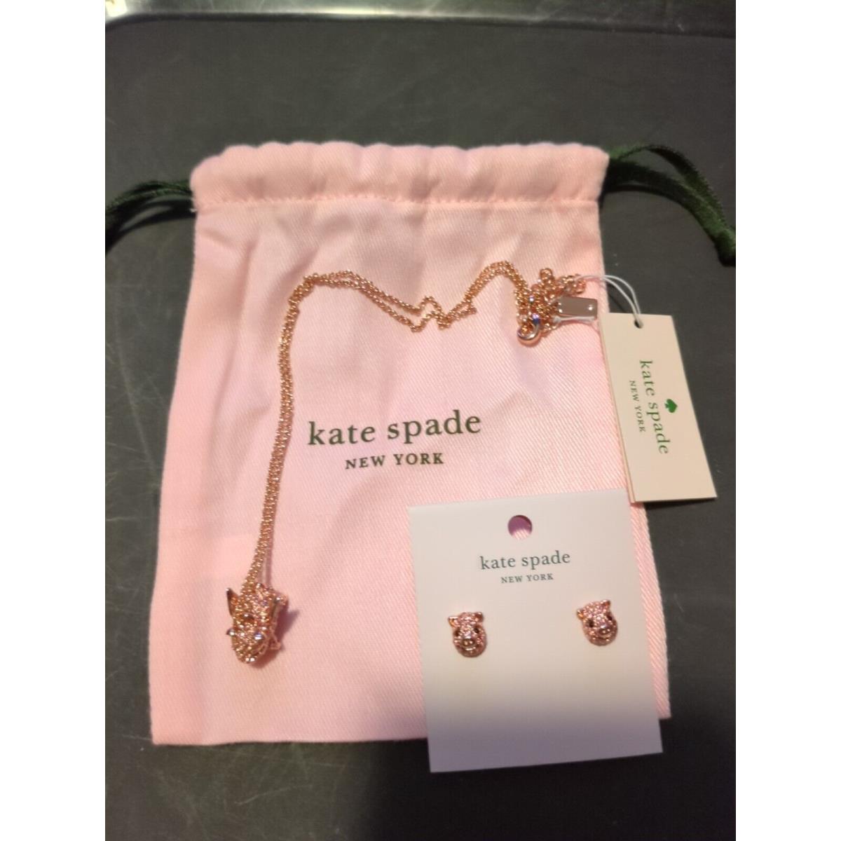 Kate Spade Imagination Pave Flying Pig Necklace 0ORU2128 New W/matching Earrings