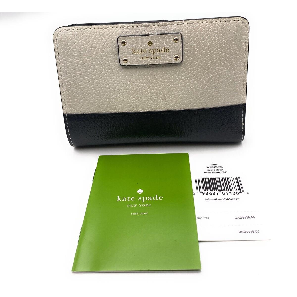 Kate Spade Grove Street Tellie Compact Bifold Wallet Black Cream