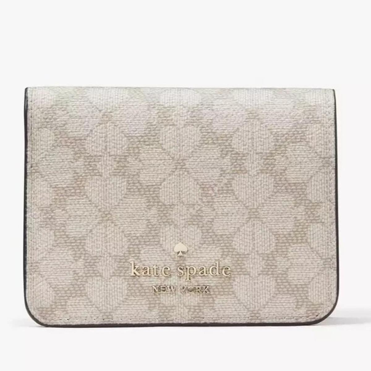 Kate Spade Signature Spade Flower Small Bifold Wallet KG493 Dark Beige Multi