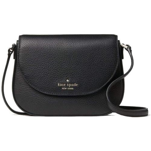 Kate Spade Leila Mini Flap Pebble Leather Crossbody Purse - Black
