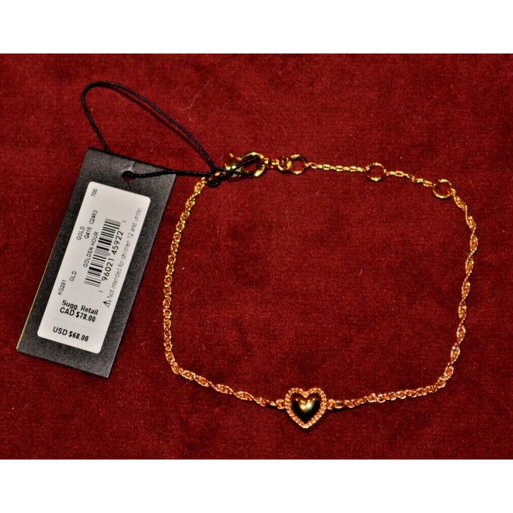 Kate Spade Gold Tone Heart Charm Bracelet Trendy Chic Style Fashion