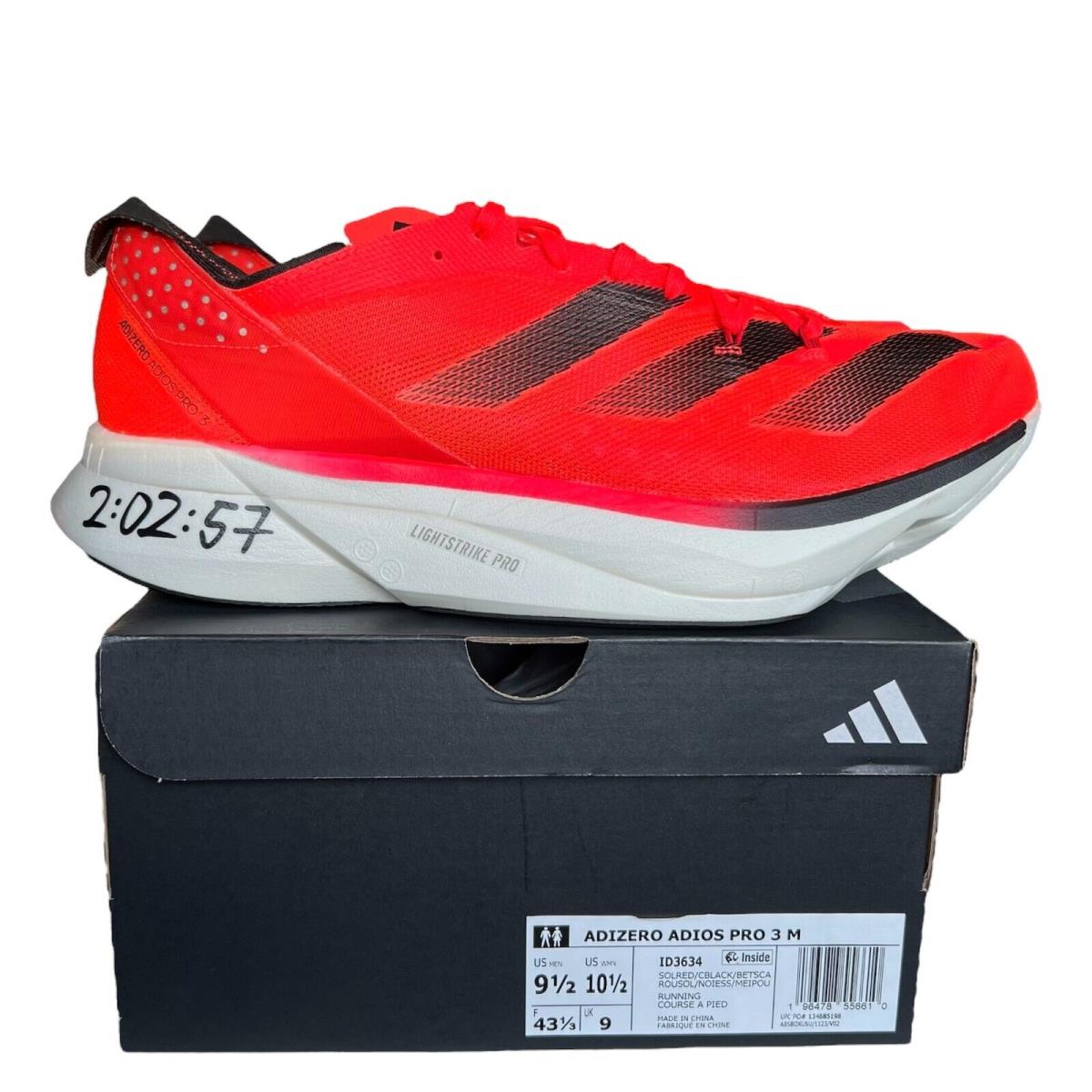 Adidas Adizero Adios Pro 3 Sizes 8-15 Men`s Athletic Shoes Red/white ID3634 - Red