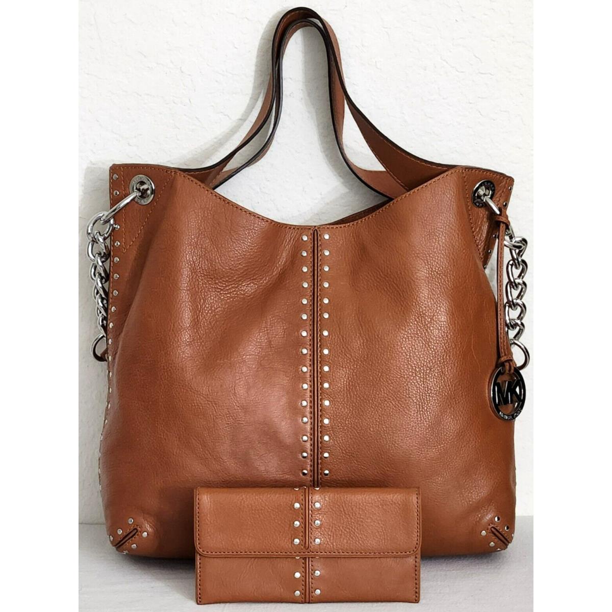 Michael Kors Astor Large Luggage Leather Shoulder Bag+/or Matching Wallet Tote and matching wallet