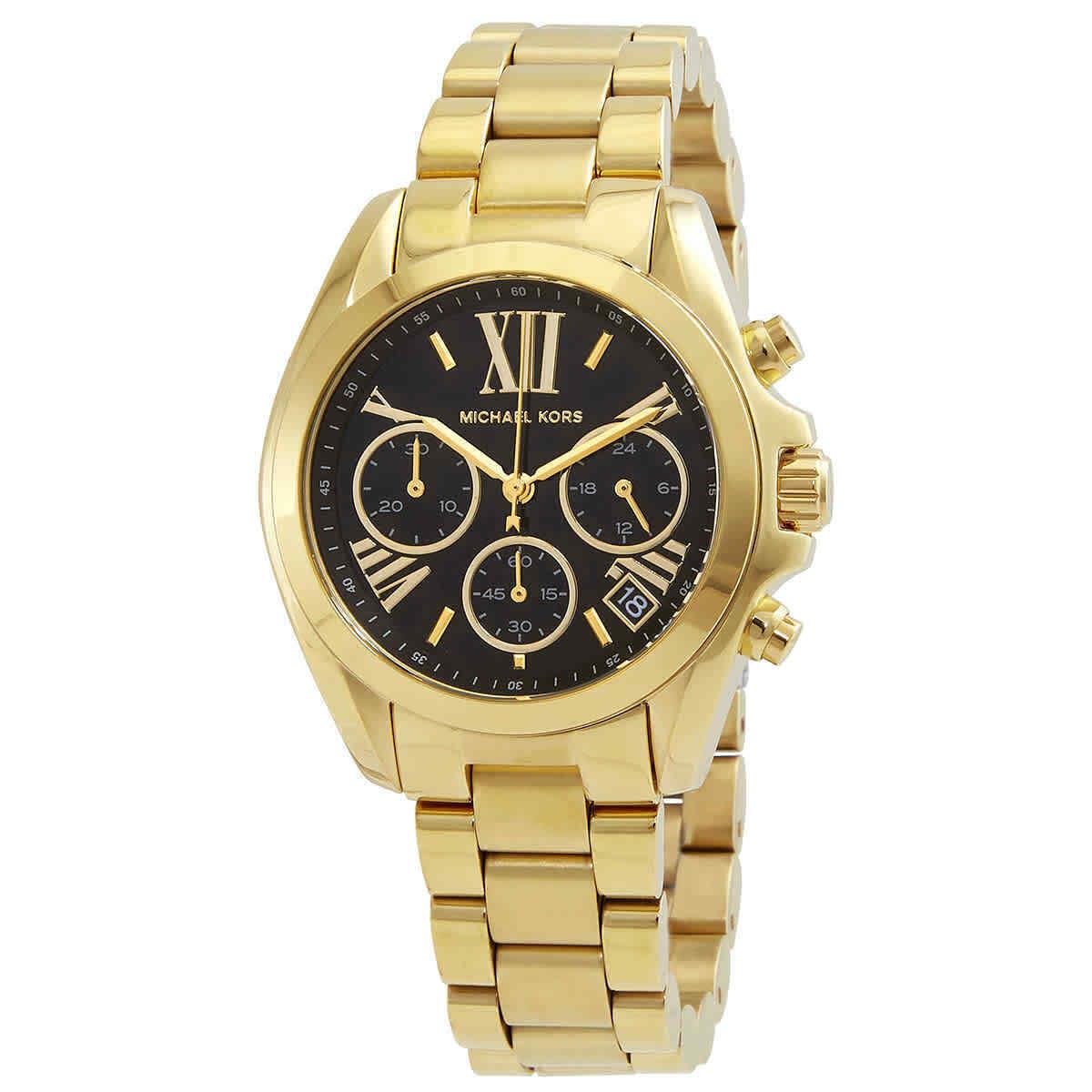 Michael Kors Bradshaw Chronograph Quartz Black Dial Ladies Watch MK6959 - Dial: Black, Band: Gold-tone, Bezel: Gold-tone