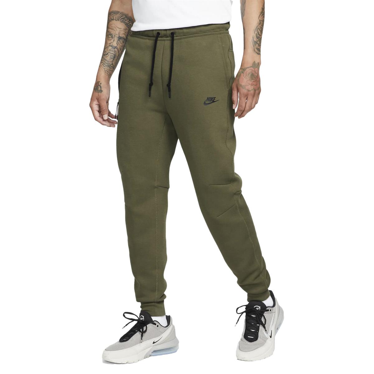 Men`s Nike Sportswear Tech Medium Olive/black Fleece Joggers