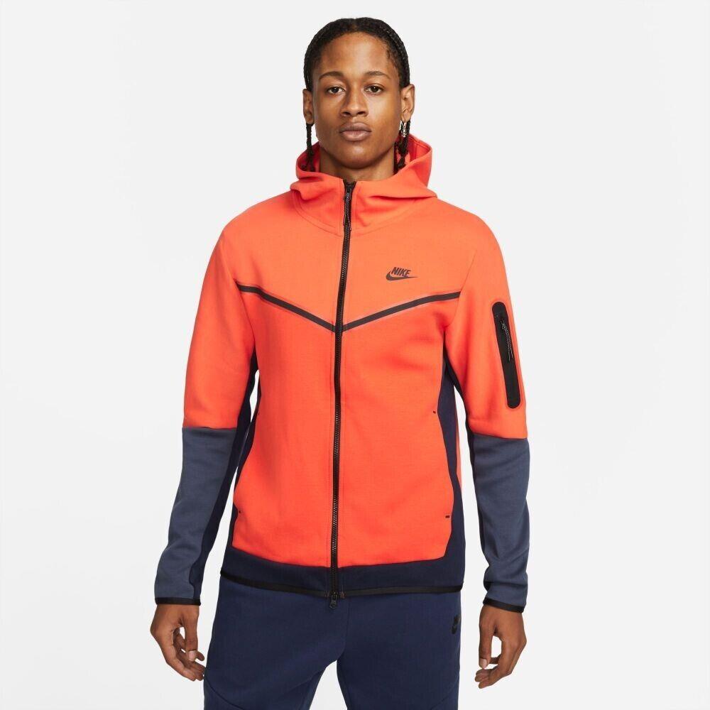 Nike Tech Fleece Full-zip Men`s Hoodie Orange-blue CU4489-869