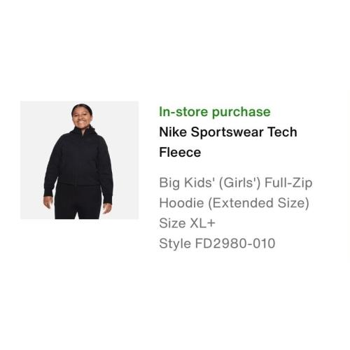Xl+ Kids Nike Sportswear Tech Fleece Set Hoodie FD2980-010 Jogger FD2976-010