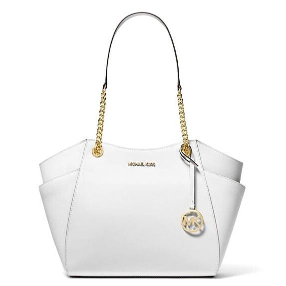 Michael Kors Jet Set Large Saffiano Leather Shoulder Bag Optic White