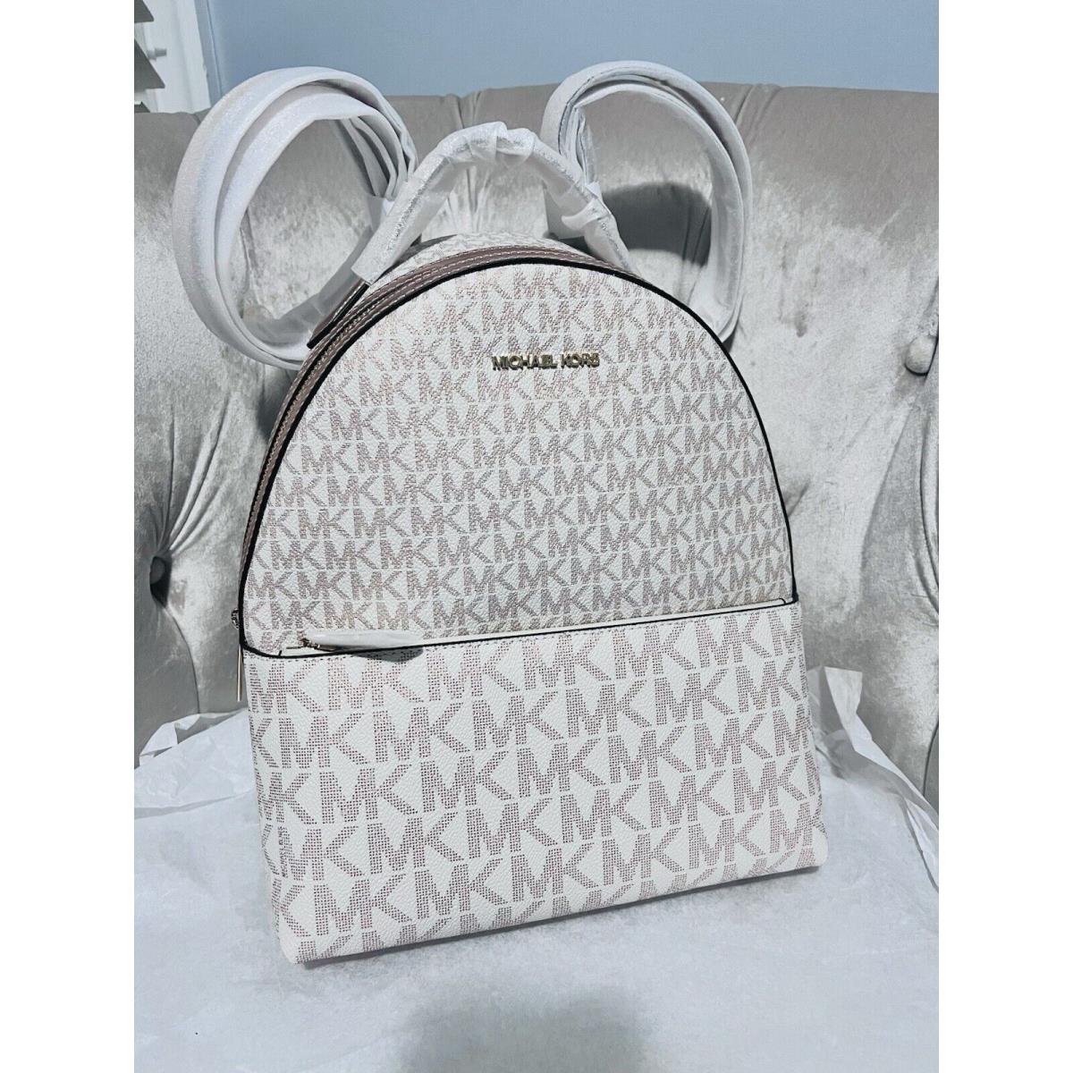 Michael Kors Sheila Medium Logo Backpack Shoulder Bag Vanilla Rose Gold